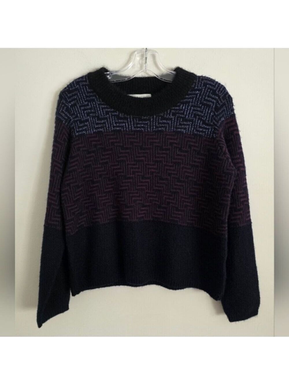 MUNTHE | Angora Sweater Geo Stripes Navy Sz 8